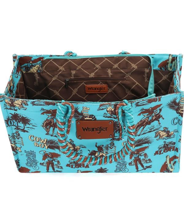 Wrangler Cowboy Print Canvas Tote