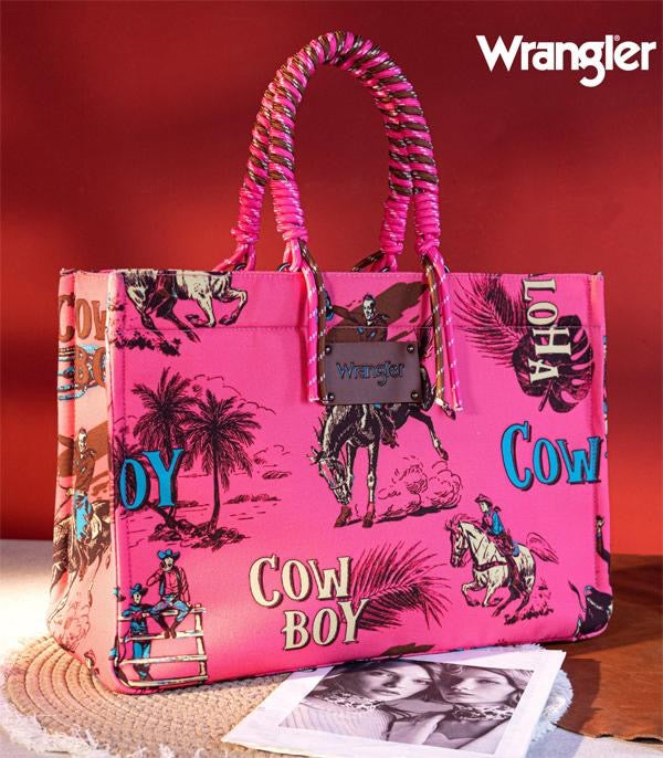 Wrangler Cowboy Print Canvas Tote