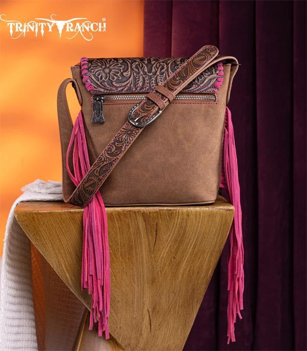 Cowhide Tooled Fringe Shoulder Bag