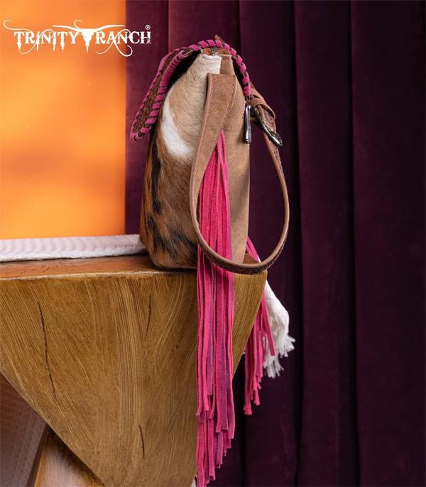 Cowhide Tooled Fringe Shoulder Bag
