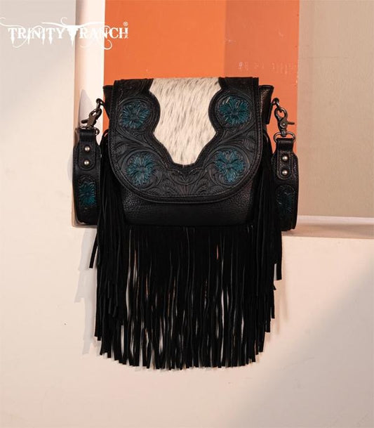 Trinity Ranch Tooled Cowhide Crossbody