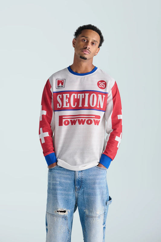 GRAND EXIT MOTO JERSEY - ECRU, RED & BLUE