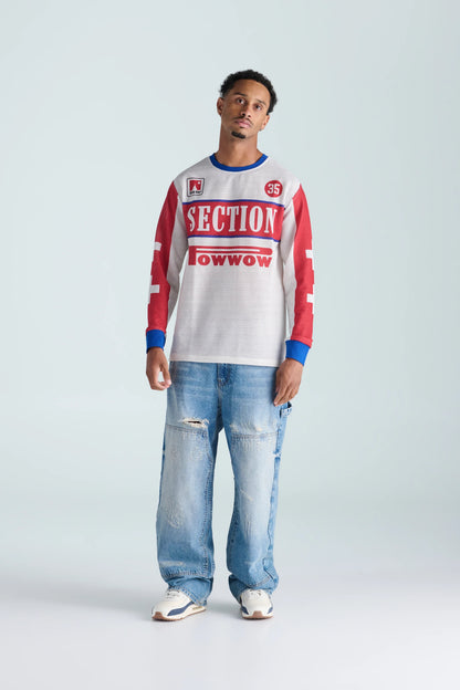 GRAND EXIT MOTO JERSEY - ECRU, RED & BLUE