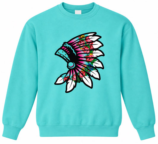 Teal Floral Crewneck