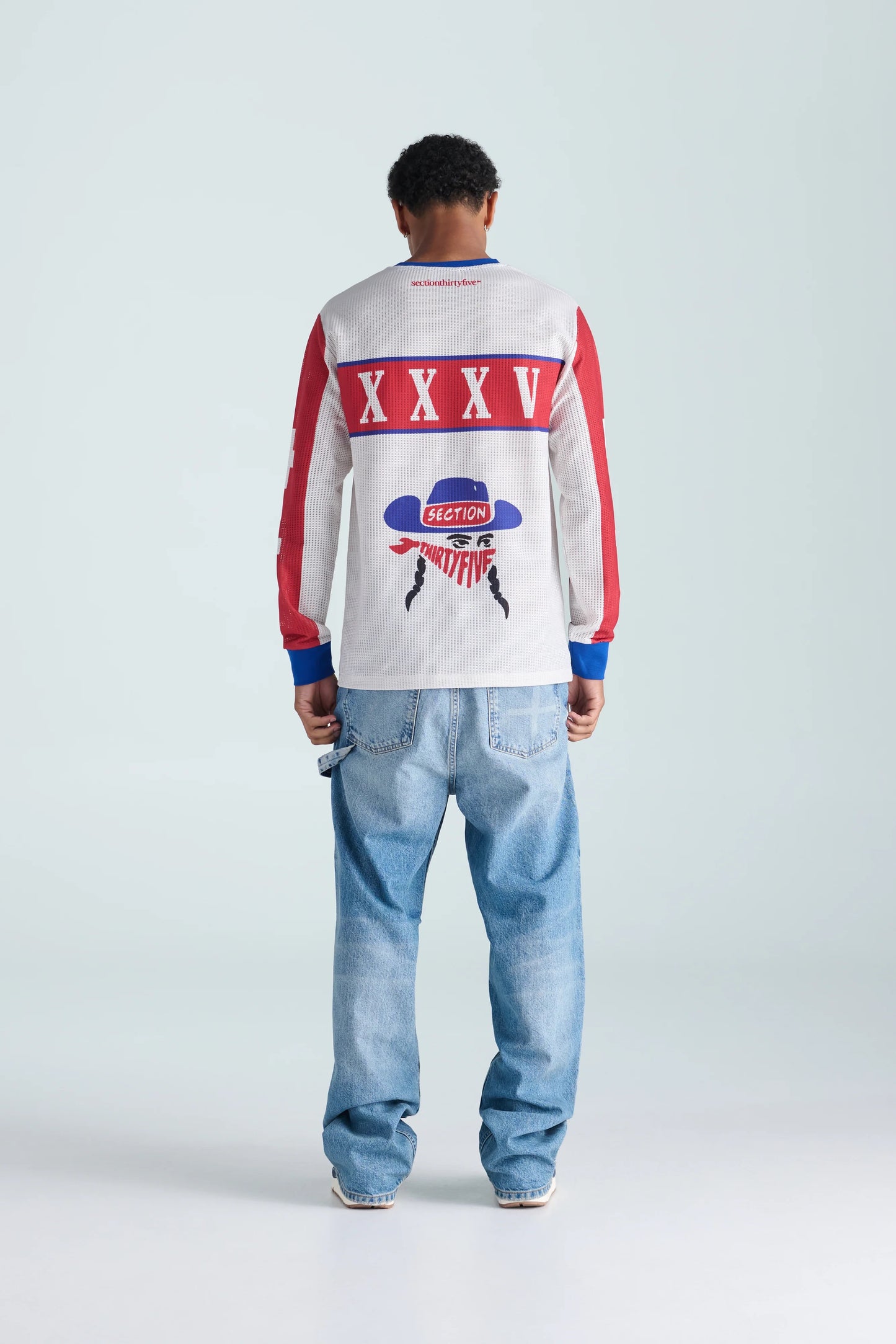 GRAND EXIT MOTO JERSEY - ECRU, RED & BLUE