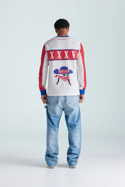 GRAND EXIT MOTO JERSEY - ECRU, RED & BLUE