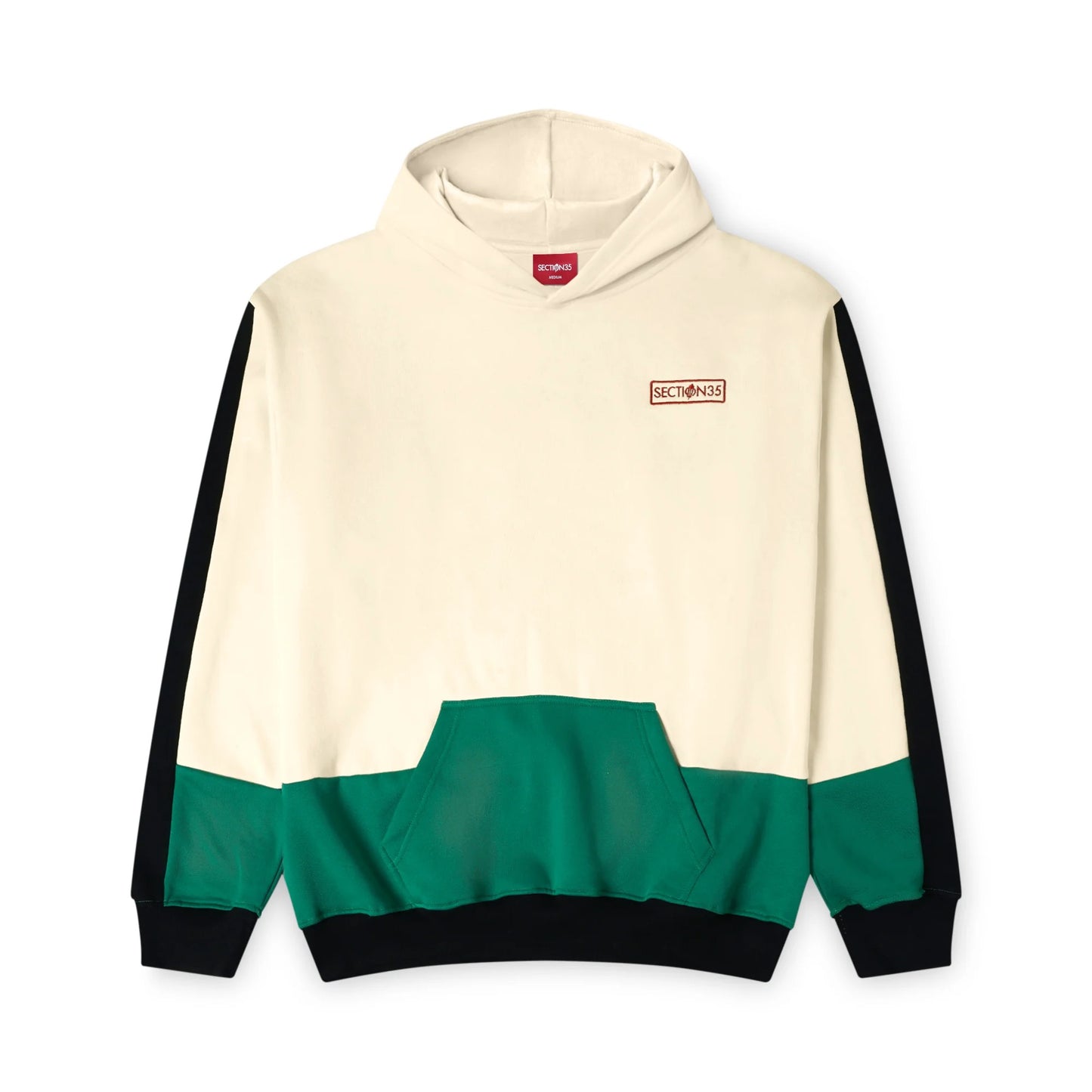 Standard Issue Panel Hoodie- Cream and Green