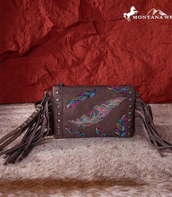 Fringed Feather Clutch Crossbody Bag