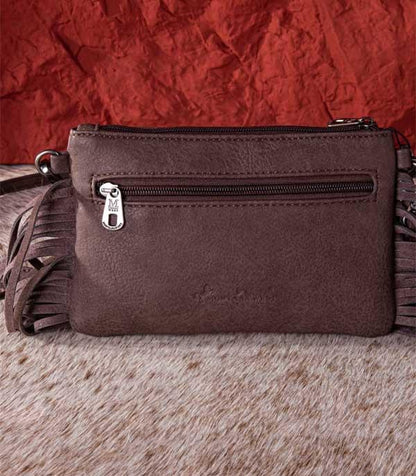 Fringed Feather Clutch Crossbody Bag