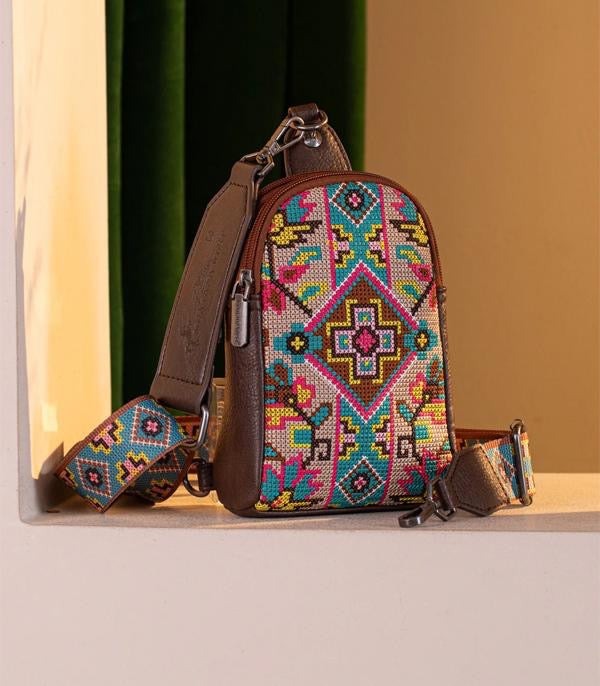 Montana West Aztec Embroidered Sling Bag