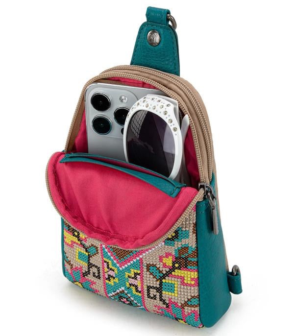 Montana West Aztec Embroidered Sling Bag