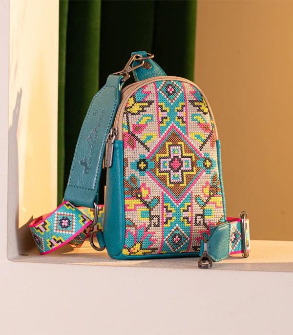 Montana West Aztec Embroidered Sling Bag