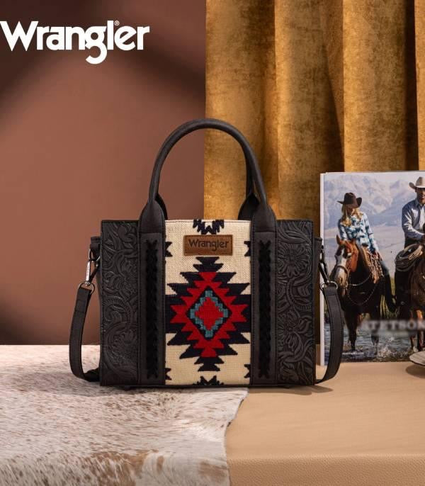Wrangler Aztec Tooled Tote Crossbody Bag