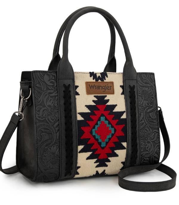 Wrangler Aztec Tooled Tote Crossbody Bag