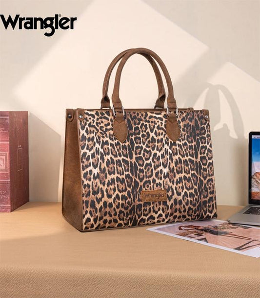WRANGLER LEOPARD PRINT LARGE TOTE