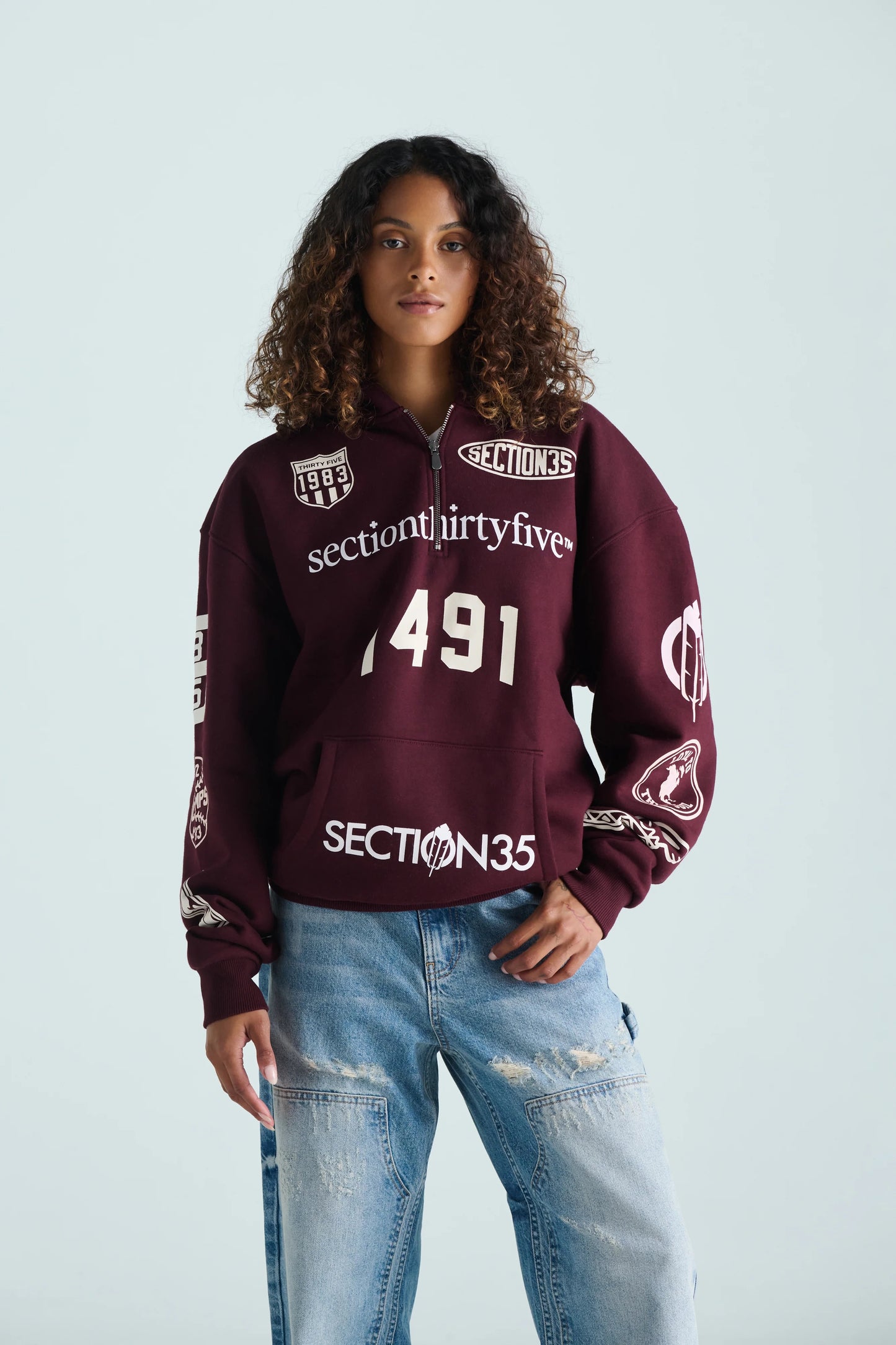 POR VIDA HALF ZIP - BURGUNDY