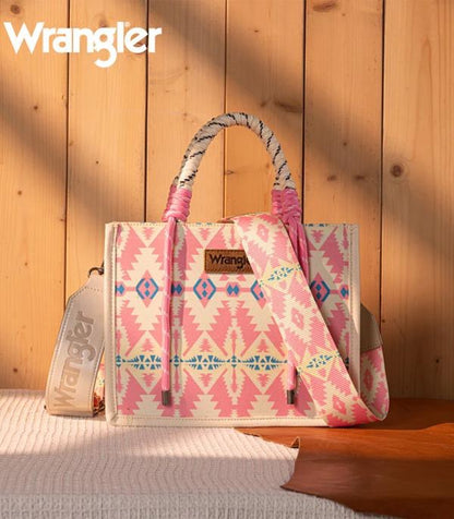 WRANGLER AZTEC PRINT TOTE CROSSBODY
