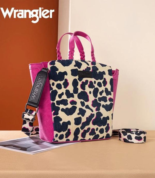 WRANGLER COW PRINT TOTE CROSSBODY BAG