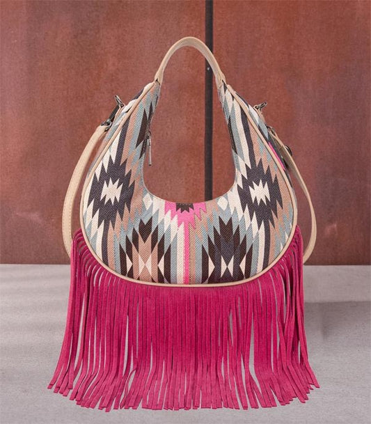 MONTANA WEST AZTEC FRINGE CROSSBODY BAG