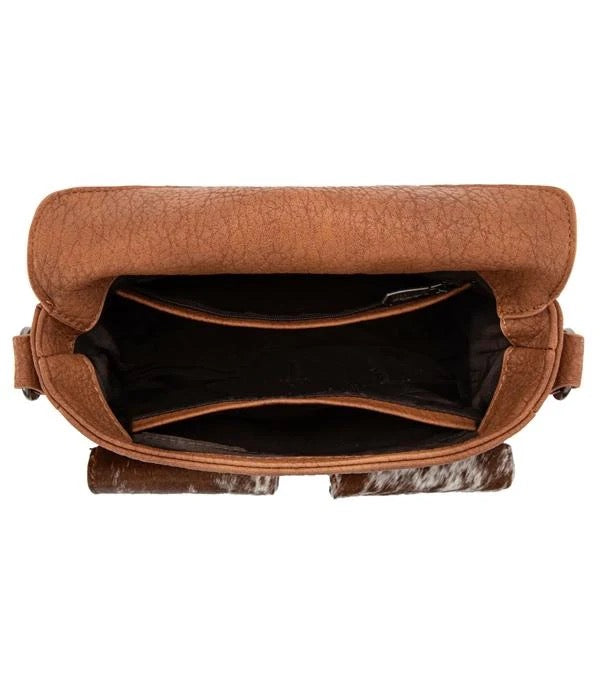 GENUINE COWHIDE TOOLED CROSSBODY BAG