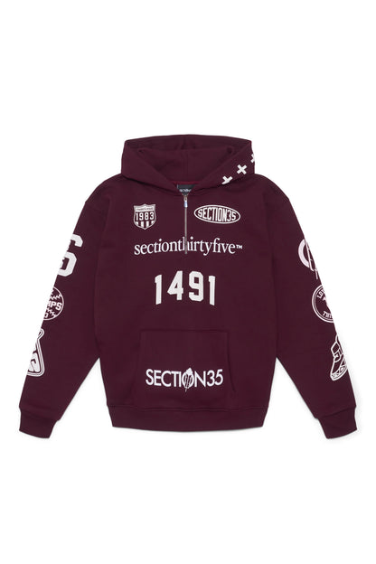 POR VIDA HALF ZIP - BURGUNDY
