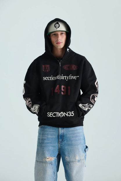POR VIDA HALF ZIP - BLACK