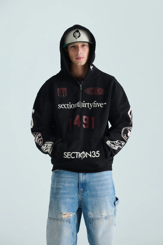 POR VIDA HALF ZIP - BLACK