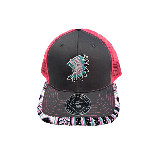 Beaded pink Logo Hat