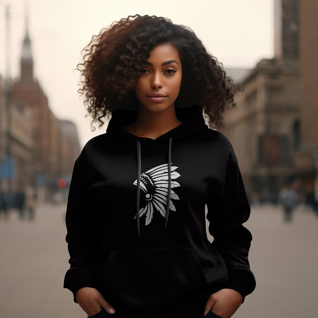 Black and White Headdress-Adult Hoodie