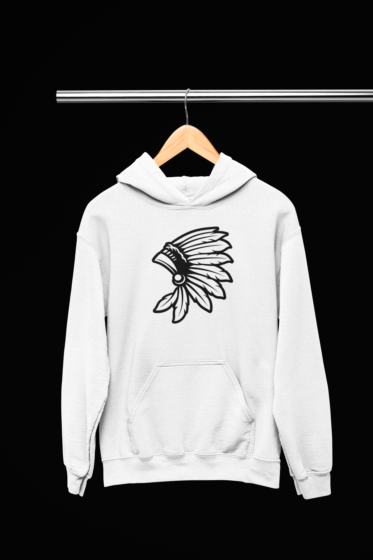 Black and White Headdress-Adult Hoodie
