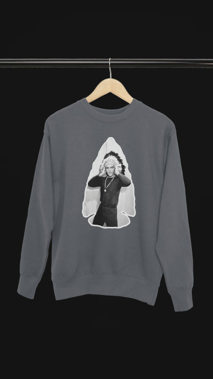 Elvis Presley-Arrowhead Logo-Adult Crewneck- Black, Grey